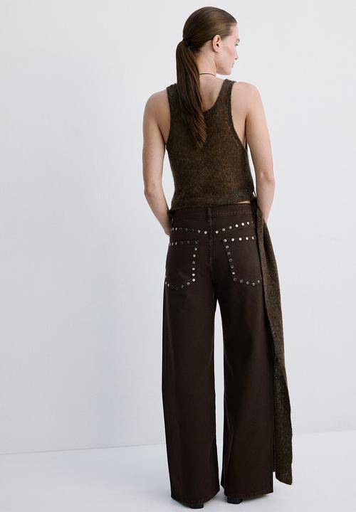 MANGO - Jeans studs- dark brown