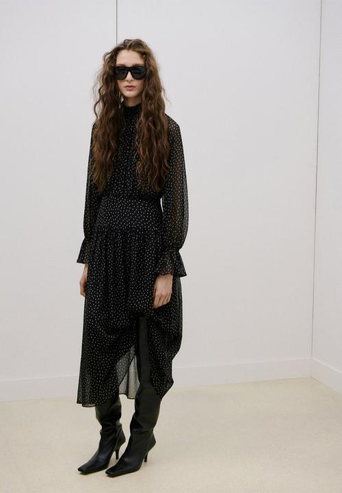 MANGO - Dress polky- black