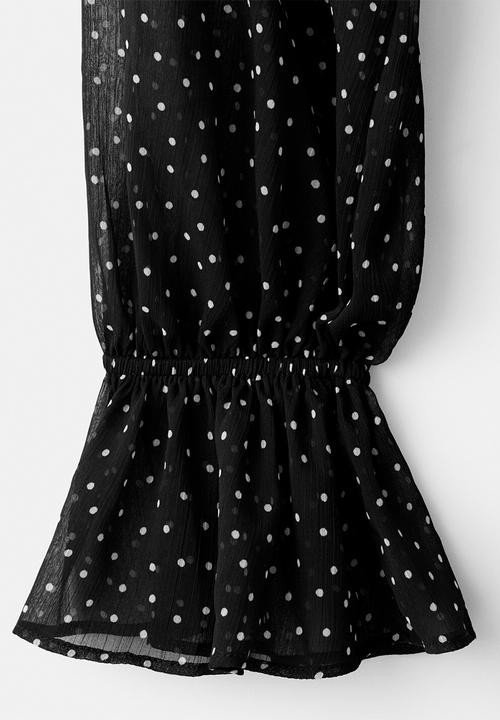MANGO - Dress polky- black