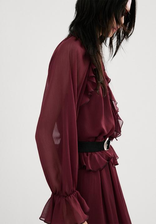 MANGO - Dress cherry- dark red
