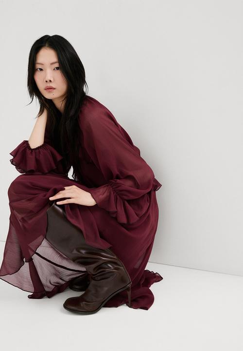 MANGO - Dress cherry- dark red