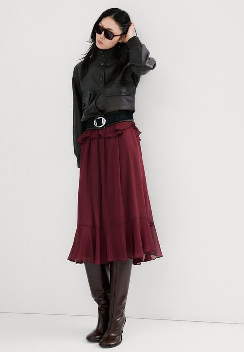 MANGO - Dress cherry- dark red