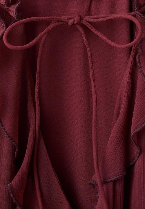 MANGO - Dress cherry- dark red