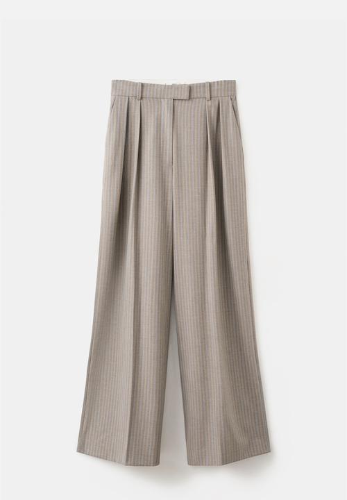 MANGO - Trousers sol- medium brown