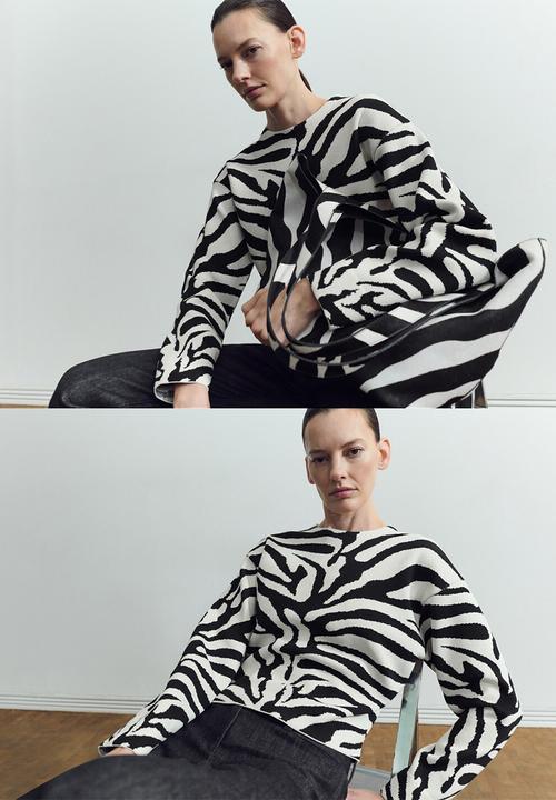 MANGO - Sweater cebrina- black