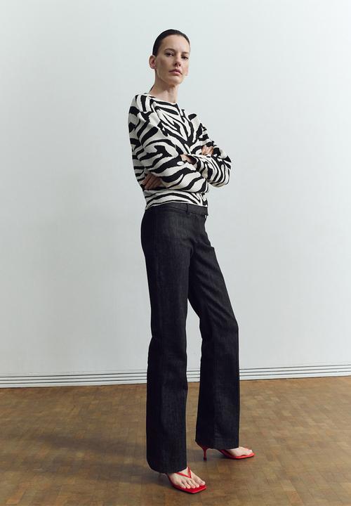 MANGO - Sweater cebrina- black