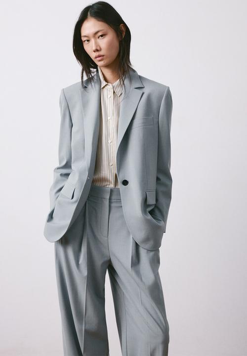 MANGO - Trousers nat- medium blue