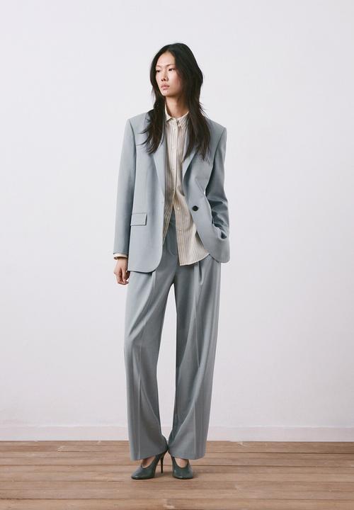 MANGO - Trousers nat- medium blue