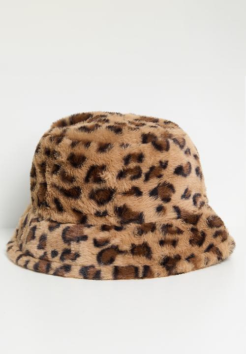 Tessa Design - Briar Leopard Print Fluffy Bucket Hat - Brown
