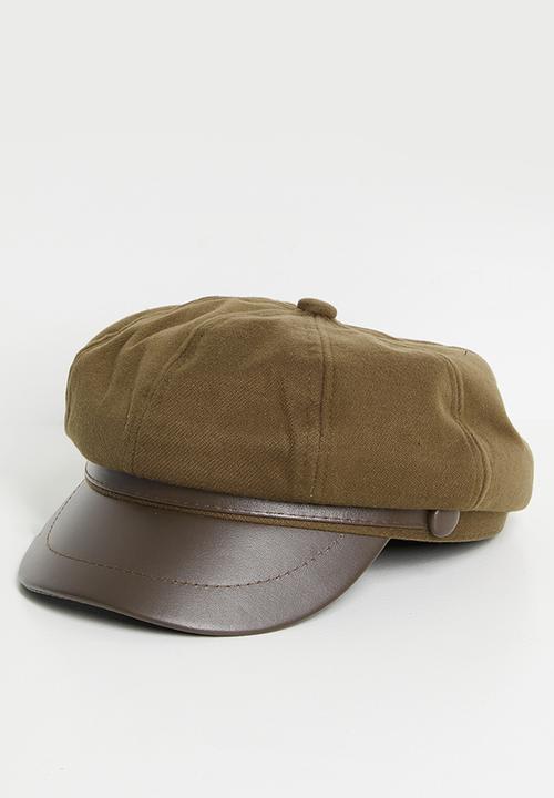Tessa Design - Calista Pu Peak Baker Boy Hat- Brown