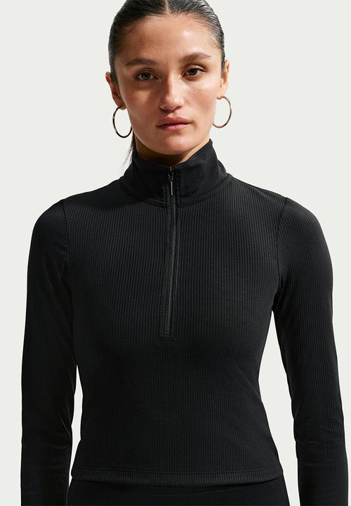 Nike - W Nsw Chll Knt Rib Qz Ls Top - Black/Sail