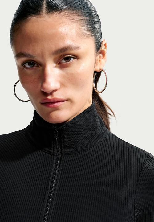 Nike - W Nsw Chll Knt Rib Qz Ls Top - Black/Sail