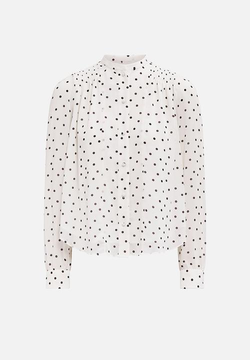 Forever New - Rory sheering blouse in cream bower spot