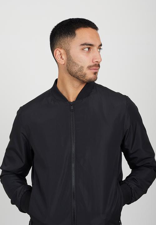 Brave Soul - 50D Bomber Jacket With Ribbed Hem - Black