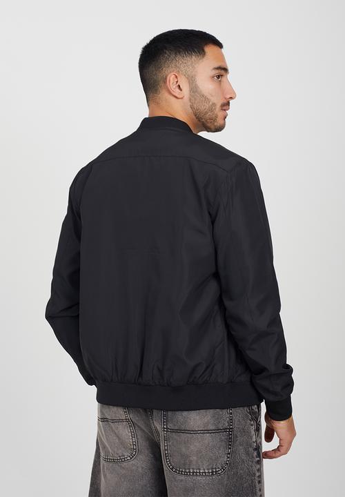 Brave Soul - 50D Bomber Jacket With Ribbed Hem - Black