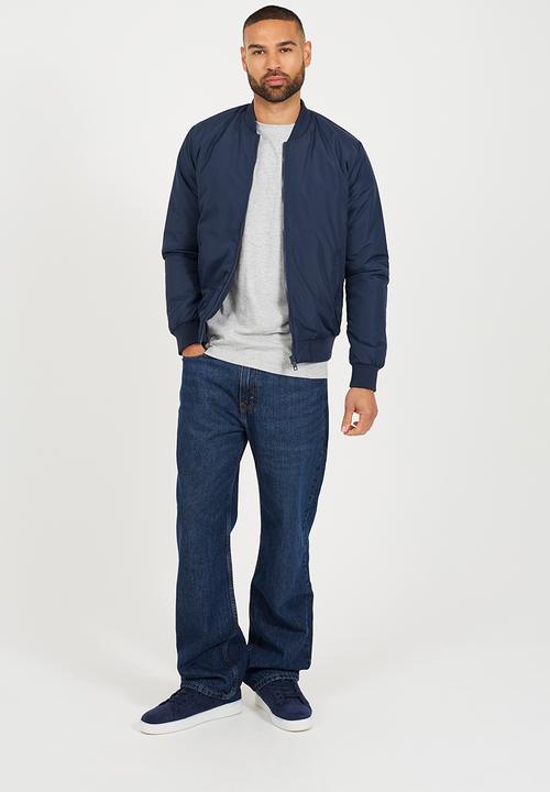 Brave Soul - Padded 50D Bomber Jacket  - Navy