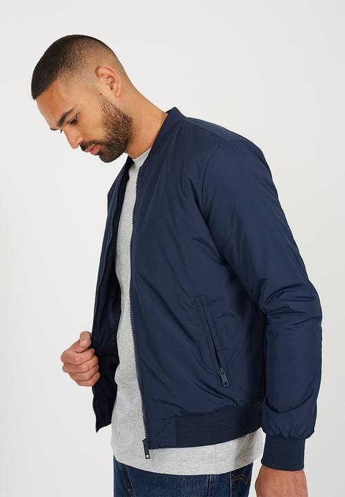 Brave Soul - Padded 50D Bomber Jacket  - Navy