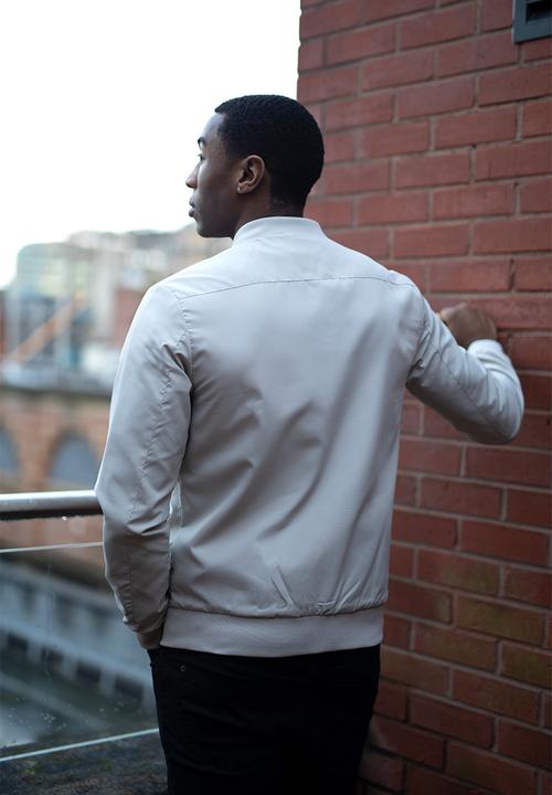 Brave Soul - 50D Bomber Jacket With Ribbed Hem  - Stone