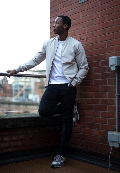 Brave Soul - 50D Bomber Jacket With Ribbed Hem  - Stone