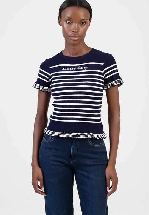 SISSY BOY - Sweet Nothings Knit Top - Navy/White Stripe