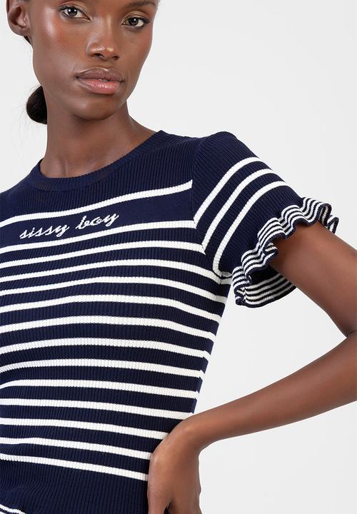 SISSY BOY - Sweet Nothings Knit Top - Navy/White Stripe