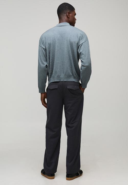 boohooMAN - Relaxed Mock Neck Knitted Jumper - Charcoal