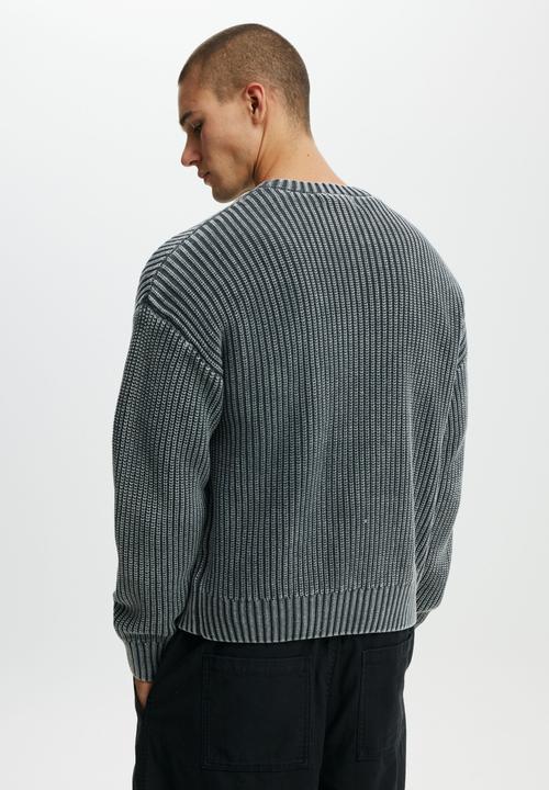 Cotton On - Box Fit Crew Knit - Washed Black