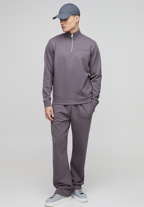 boohooMAN - Regular Fit Edizione Heavyweight Zip Funnel Neck Sweatshirt - Purple