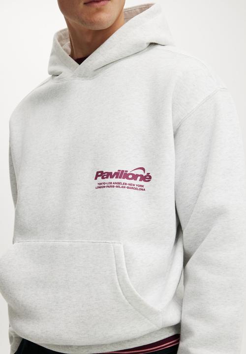 Cotton On - Box Fit Graphic Hoodie - Athletic Marle / Pavilione