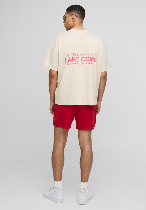 boohooMAN - Oversized Lake Como Text Graphic T-Shirt - Ecru