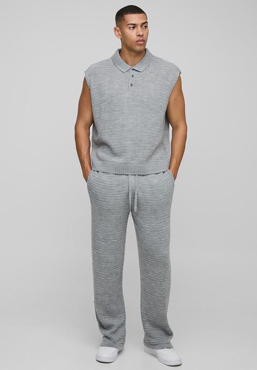 boohooMAN - Regular Fit Knitted Jogger - Grey