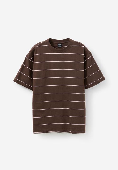 Box fit t-shirt - washed chocolate / corsage stripe