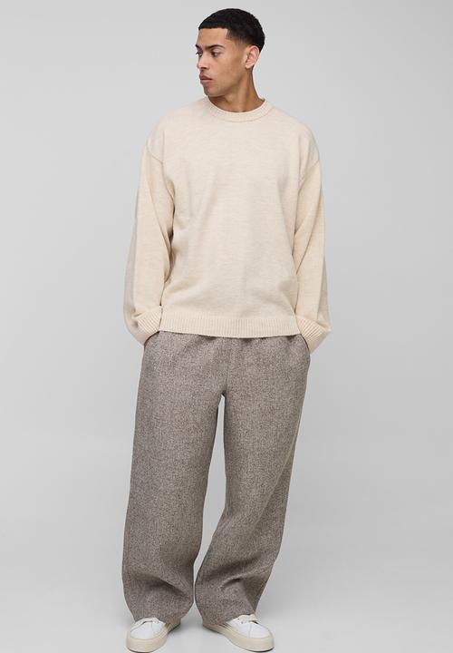 boohooMAN - Oversized Marl Knitted Jumper - Ecru