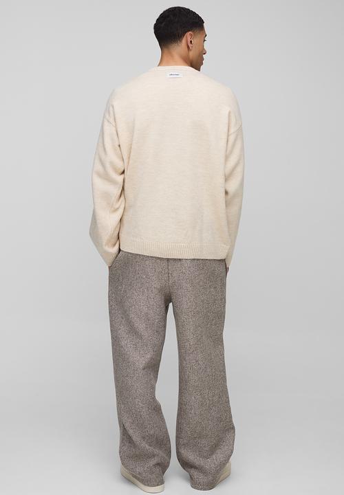 boohooMAN - Oversized Marl Knitted Jumper - Ecru