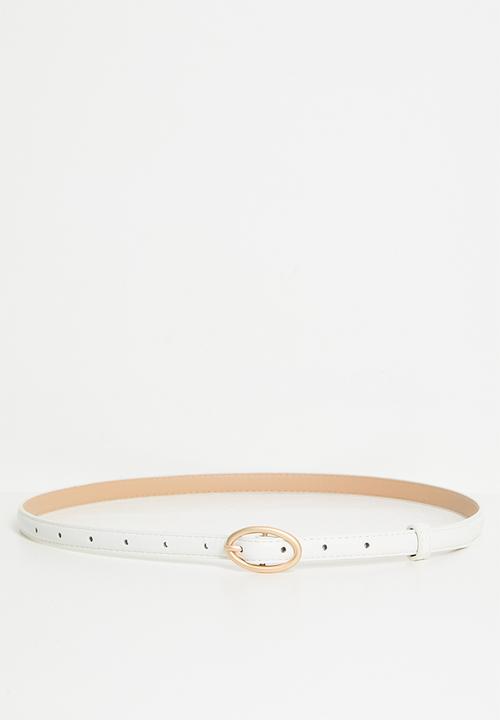 Tessa Design - Ayla Skinny Oval Buckle Belt - White
