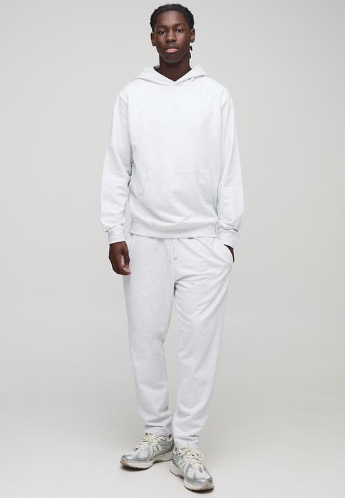 boohooMAN - Lightweight Basic Regular Fit MAN. Over The Head Hoodie and Relaxed Tapered Jogger Set-Grey Marl