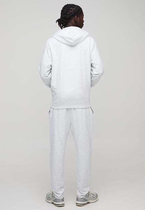boohooMAN - Lightweight Basic Regular Fit MAN. Over The Head Hoodie and Relaxed Tapered Jogger Set-Grey Marl