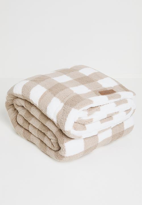 Horrockses - Sherpa Check Throw Taupe