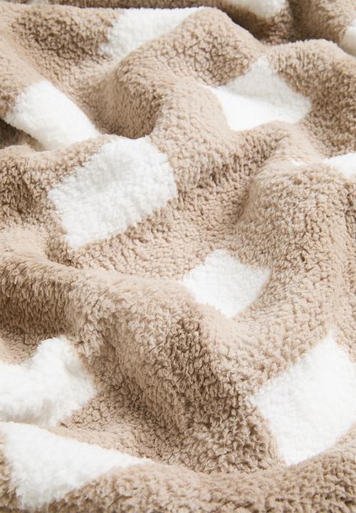 Horrockses - Sherpa Check Throw Taupe