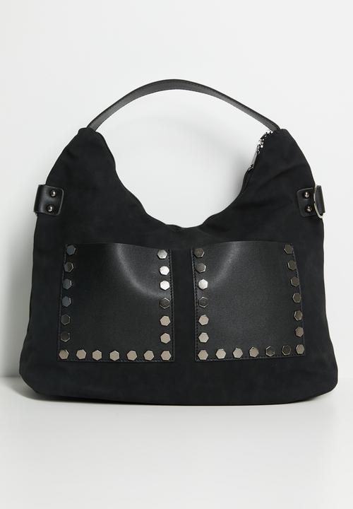 Tessa Design - Amira Studded Pocket Slouch Bag - Black