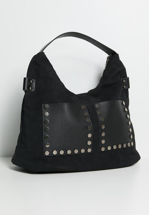 Tessa Design - Amira Studded Pocket Slouch Bag - Black
