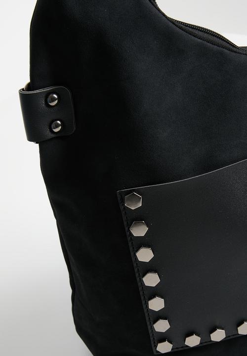 Tessa Design - Amira Studded Pocket Slouch Bag - Black