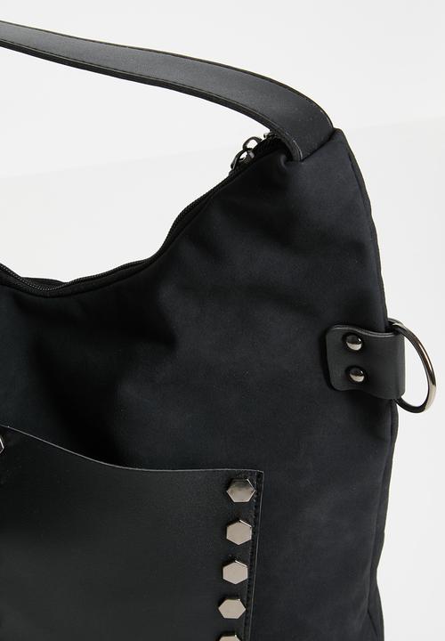 Tessa Design - Amira Studded Pocket Slouch Bag - Black