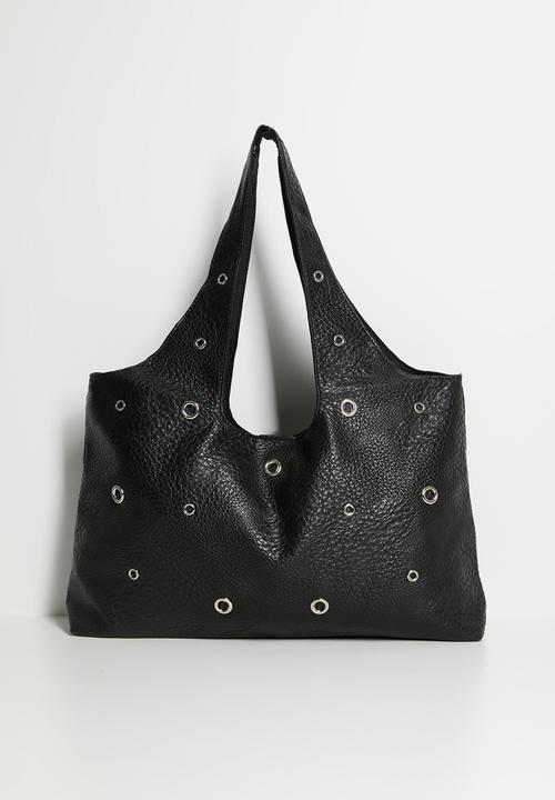 Tessa Design - Aila Eyelet Slouch Tote Bag - Black