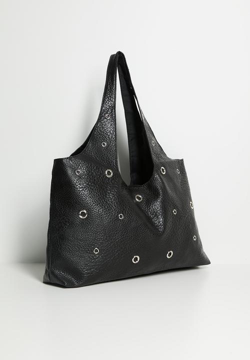 Tessa Design - Aila Eyelet Slouch Tote Bag - Black
