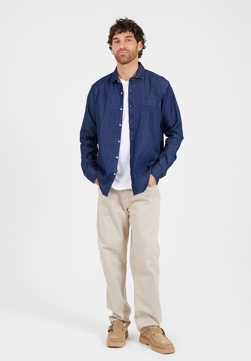 Brave Soul - Long Sleeved Button Denim Shirt - Dk Blue