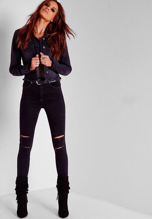 Missguided - Cropped Raw Hem Denim Jacket