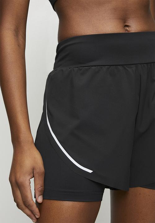 Reebok - Lux Metallic 2-In-1 Running Shorts - Black/Metallic