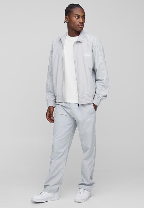 boohooMAN - Oversized Boxy Funnel Neck Crinkle Jacket - Grey