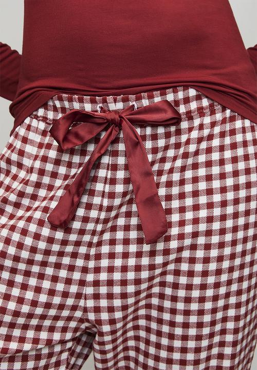 Hunkemoller - Twill Check Pajama set - red dahlia